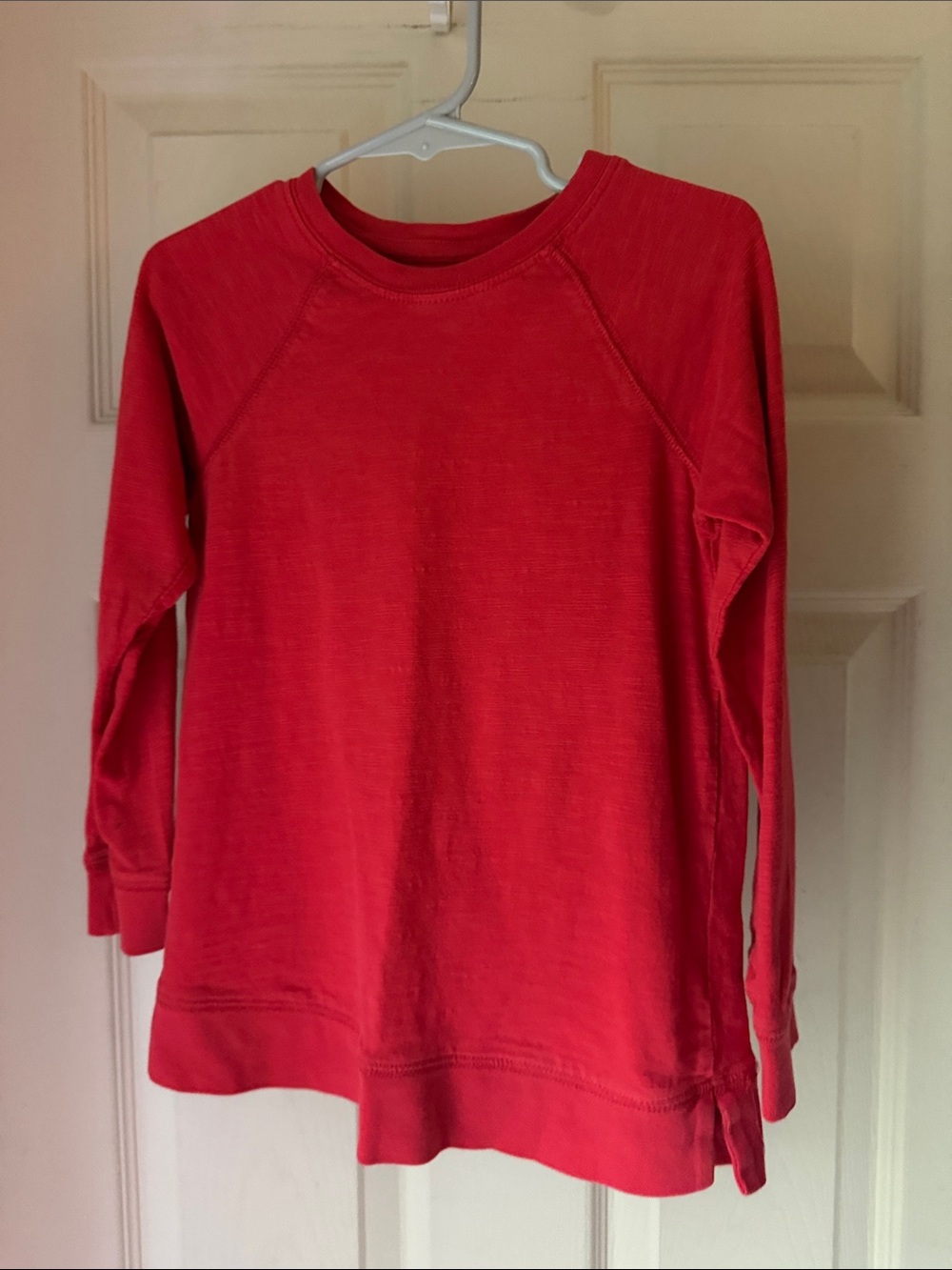 Primary Red Long Sleeve Raglan Crewneck Top